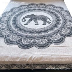 Manta o Tapiz Mandala con Elefante Cafe - Dokavari Chile