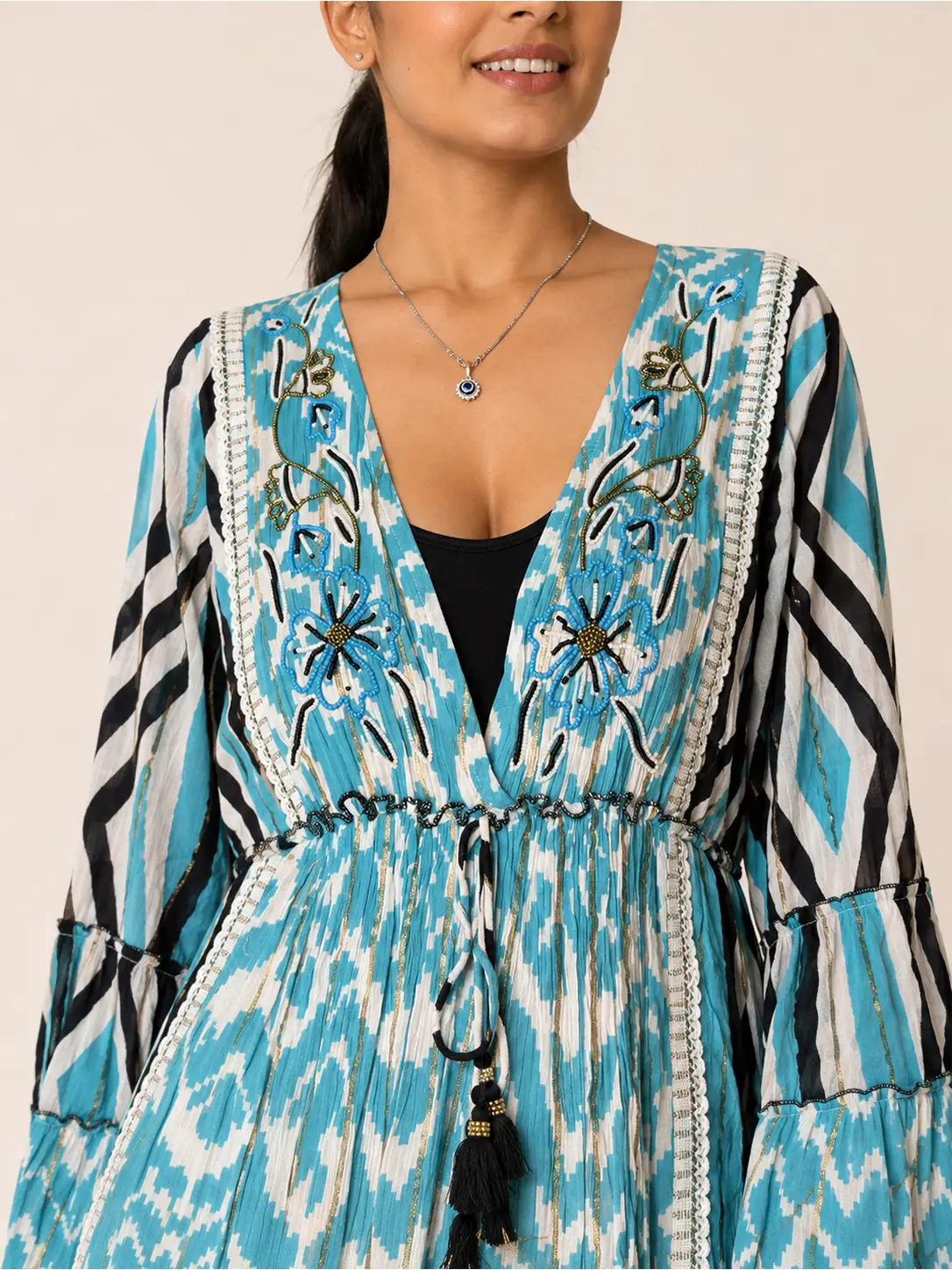 Vestido Boho Chic hippie Mangas 3/4 - Imagen 4