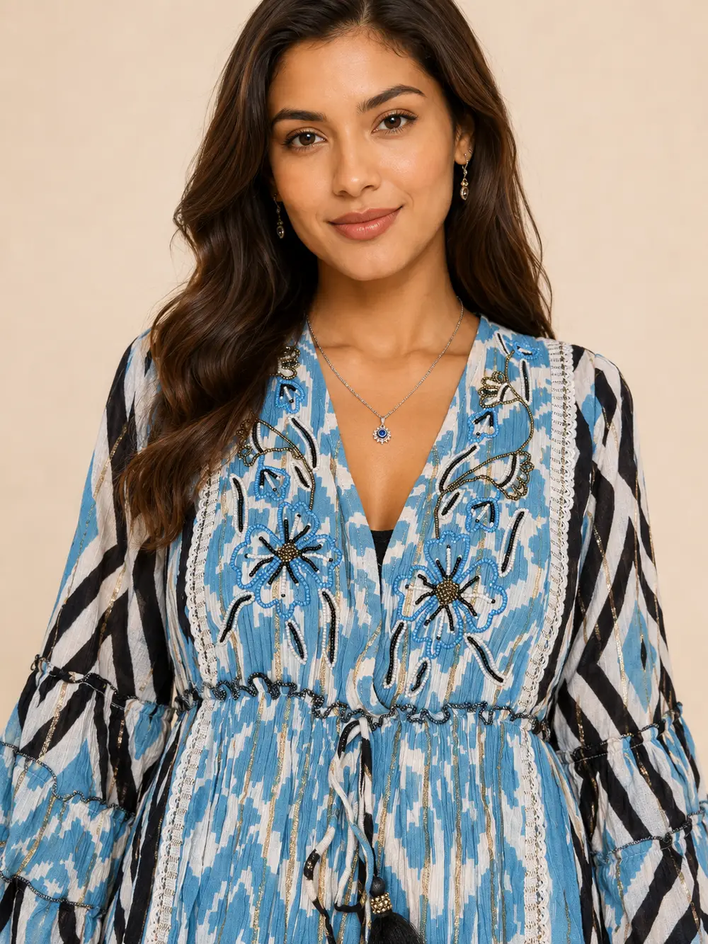 Vestido Boho Chic hippie Mangas 3/4 - Imagen 3