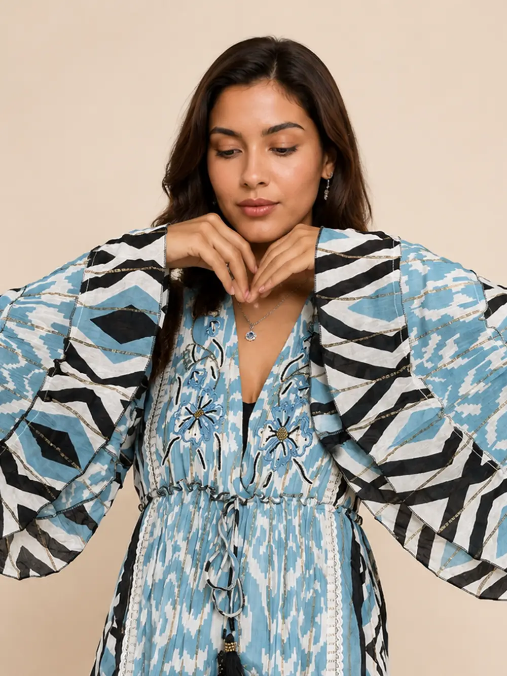 Vestido Boho Chic hippie Mangas 3/4 - Imagen 2