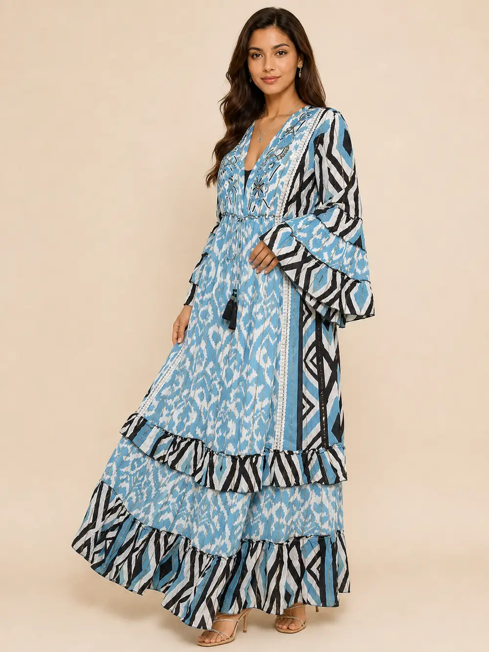 Vestido Boho Chic hippie Mangas 3/4 - Imagen 5