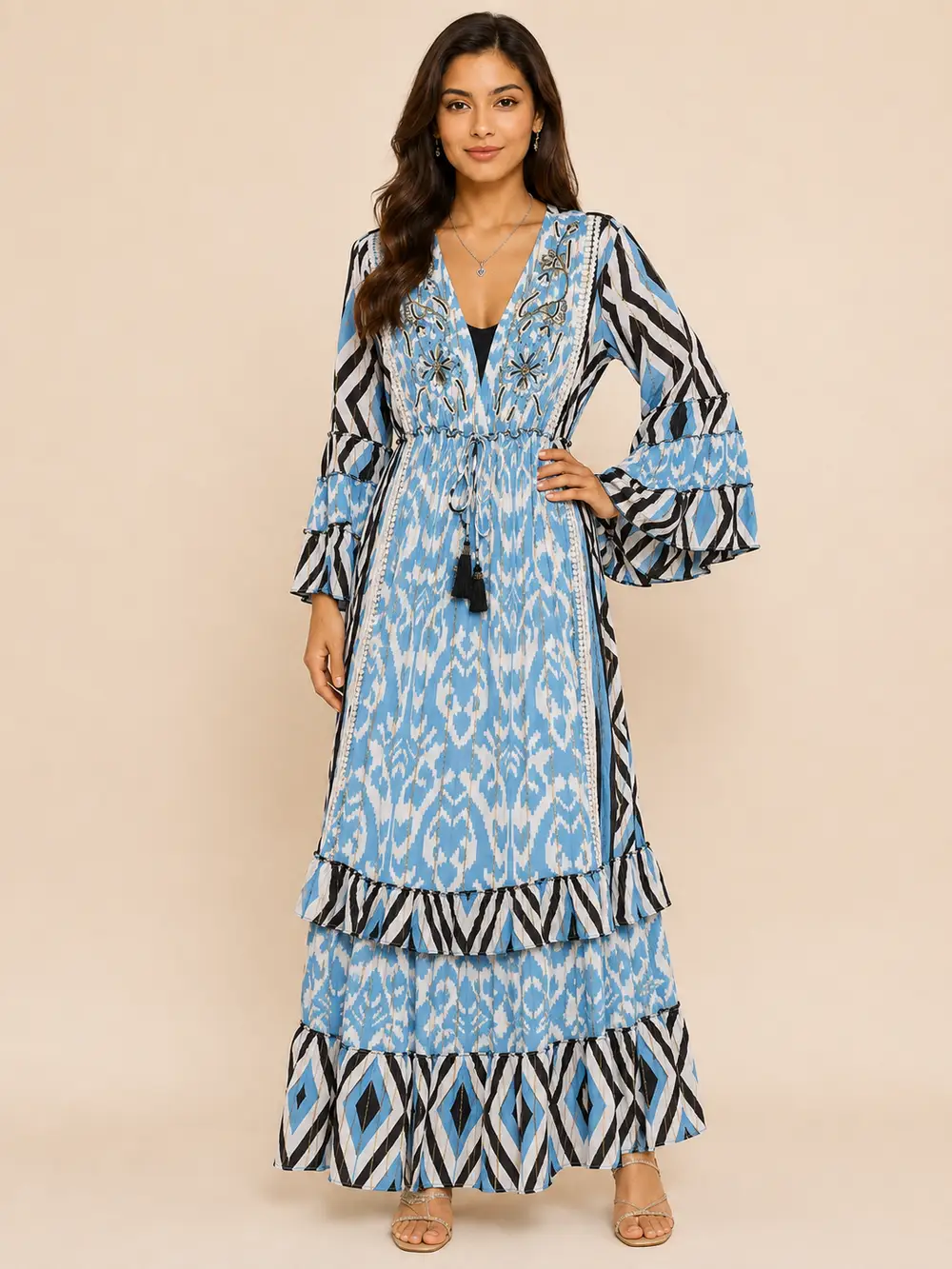 Vestido Boho Chic hippie Mangas 3/4 - Imagen 6