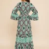 Vestido Boho Lurex verde Mangas 3/4 - Imagen 6