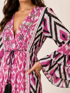 Vestido Boho Chic hippie Mangas 3/4