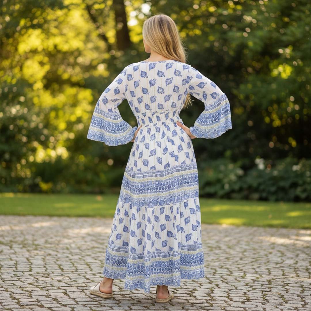 Vestido Boho Chic Hippie Azul - Dokavari Chile