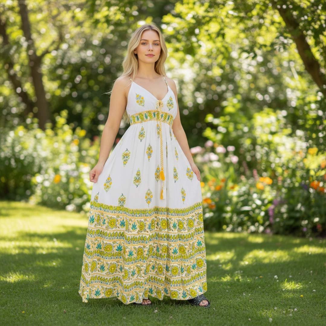 Vestido Boho Chic verde Con Tirante Dokavari Chile