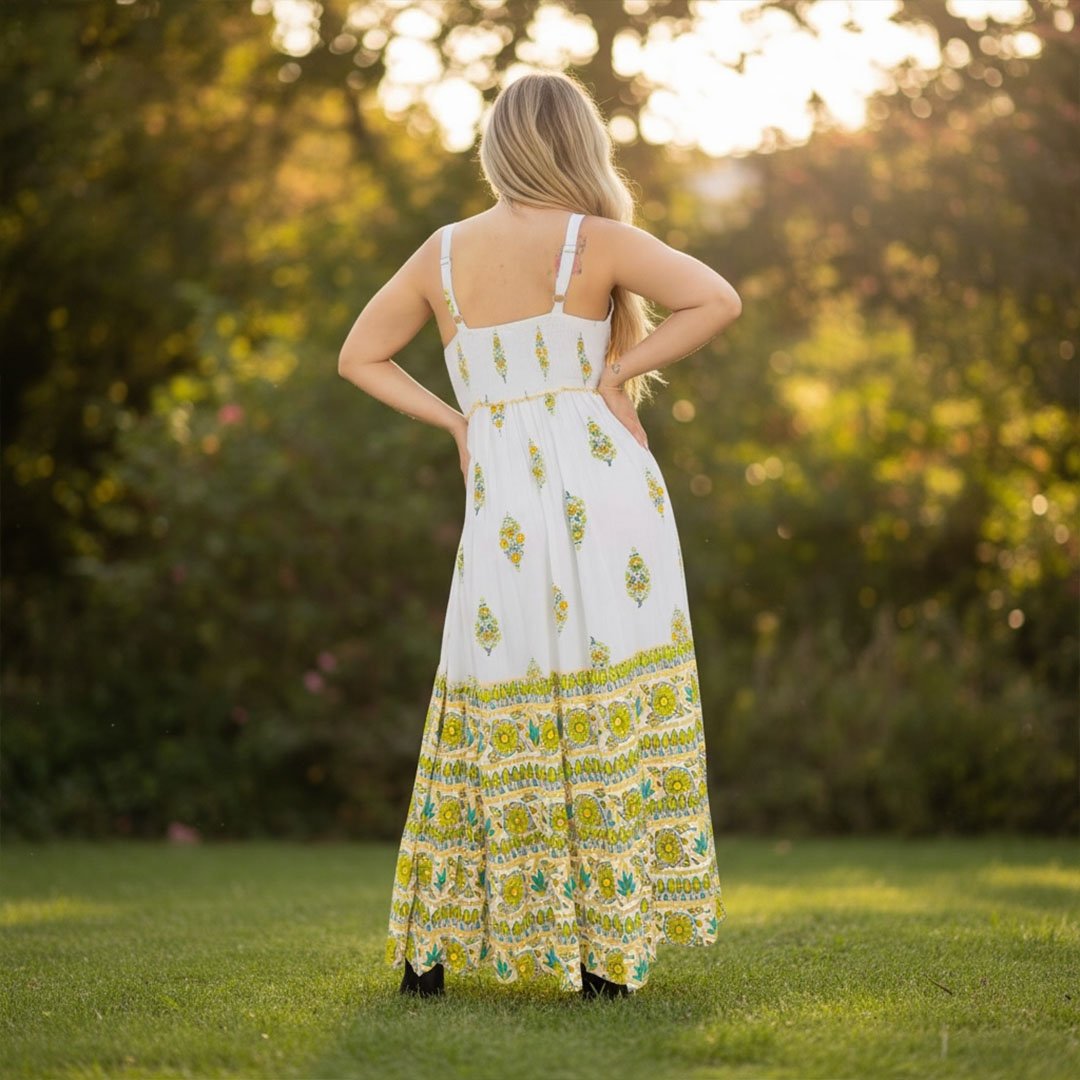 Vestido Boho Chic verde Con Tirante - Dokavari Chile