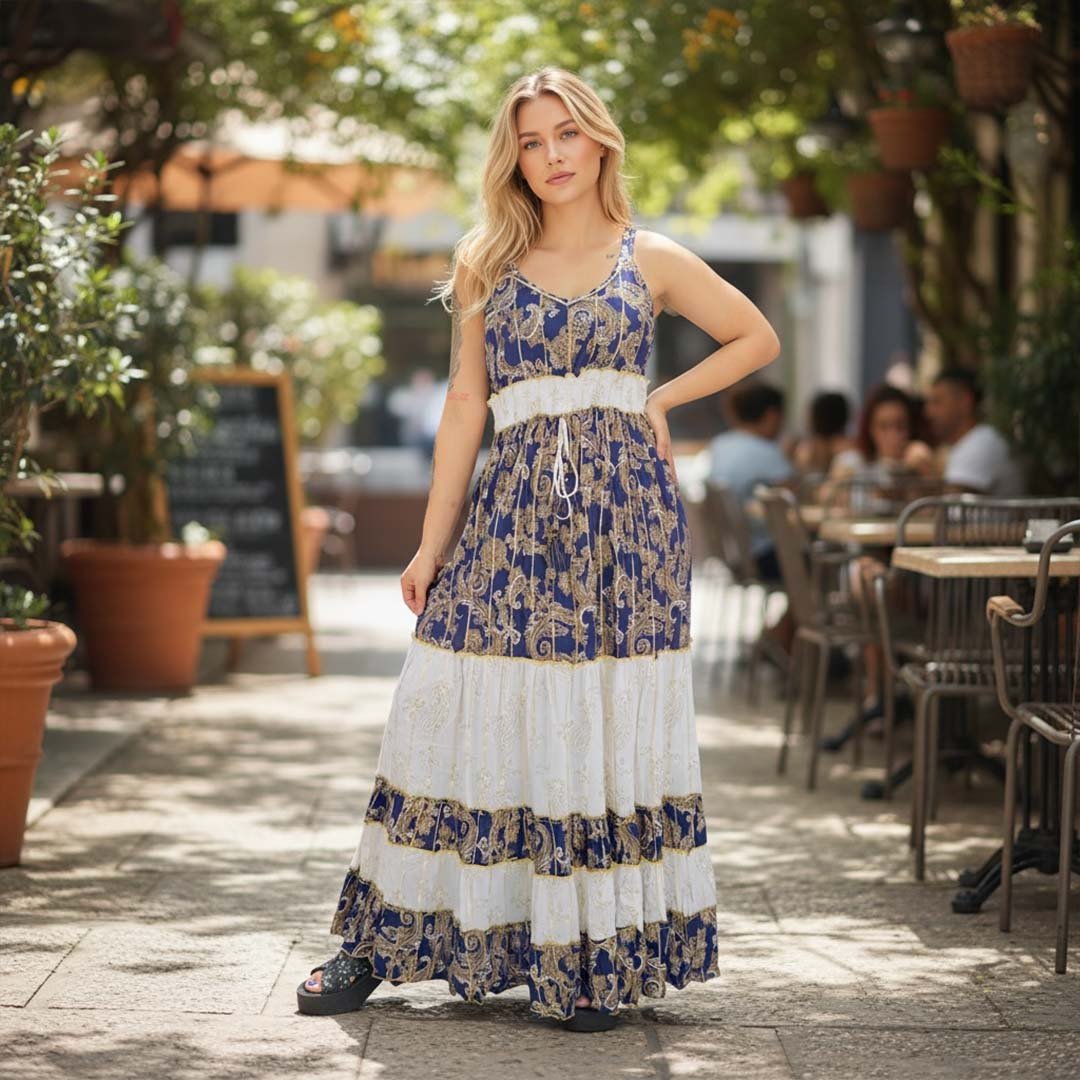 Vestido Lurex Azul Dokavari Chile