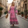 Vestido Boho Chic hippie Mangas 3/4