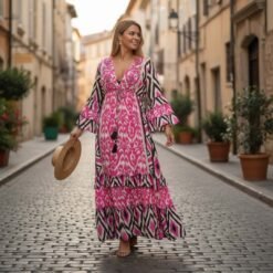 Vestido Boho Chic hippie Mangas 3/4
