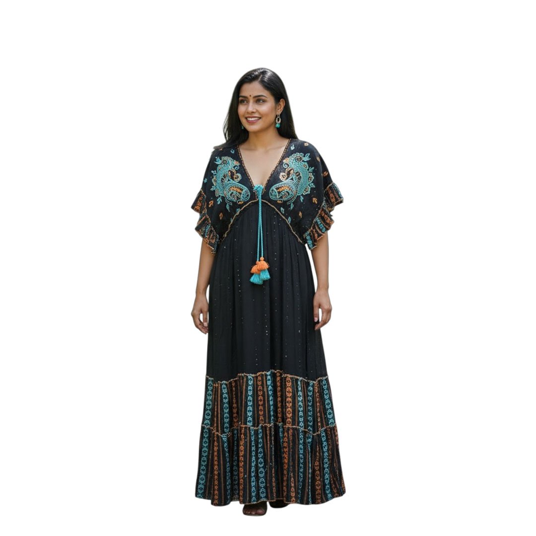 Vestido Lurex Largo Negro Dokavari Chile