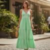 Vestido Lurex Verde Tirante