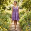Vestido Lurex Corto Morado