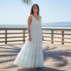 Vestido Lurex celeste tirante