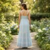 Vestido Lurex celeste tirante - Dokavari Chile