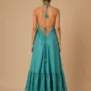 Vestido Maxi Boho Verde de Espalda Abierta - Imagen 2