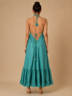 Alternative view of Vestido Maxi Boho Verde de Espalda Abierta