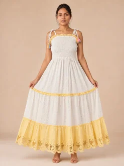 Vestido Lurex de Tirantes – Amarillo