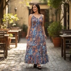 Vestido Largo de Seda Elasticado