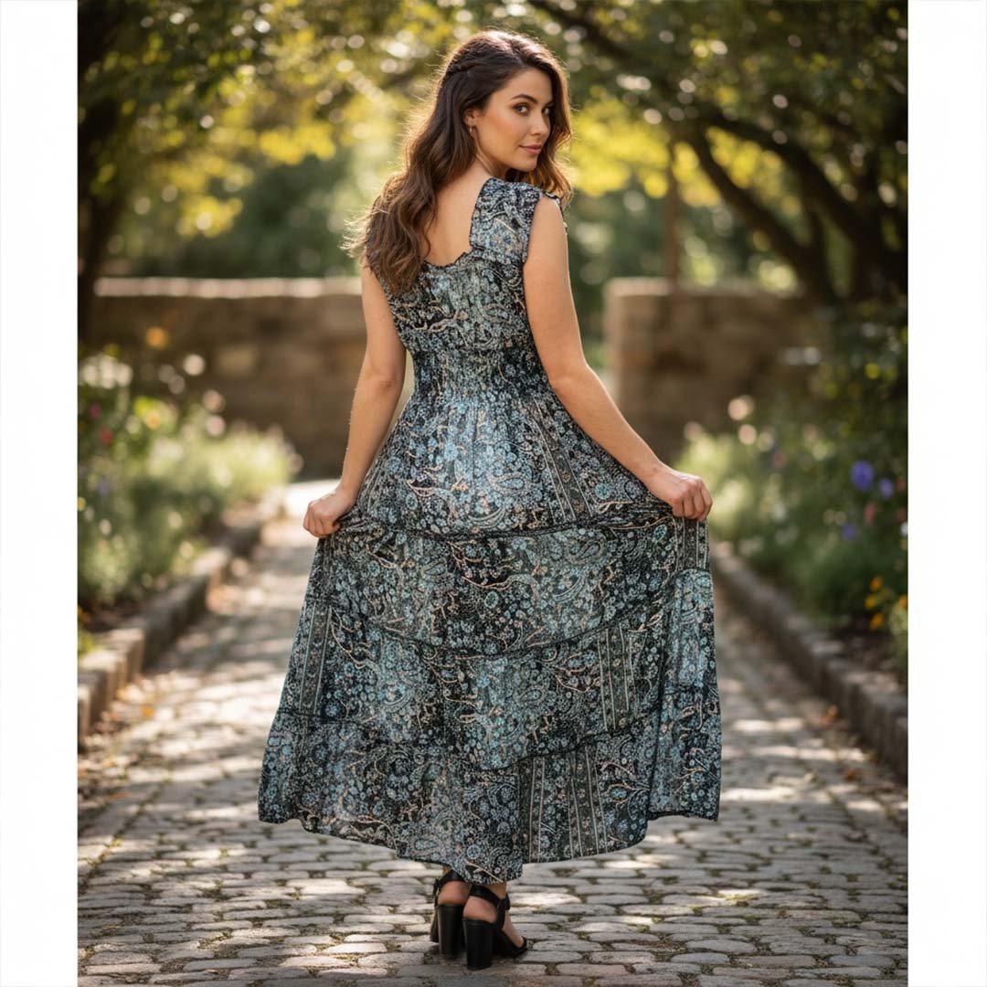 vestido largo de seda estasticado - Imagen 2
