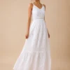 Vestido Blanco Maxi de Algodón Bordado y Calado - Imagen 3
