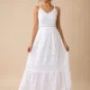 Vestido Blanco Maxi de Algodón Bordado y Calado - Imagen 2