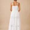 Vestido Blanco Maxi con Encaje y Calados de Algodón - Imagen 6