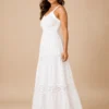 Vestido Blanco Maxi con Encaje y Calados de Algodón - Imagen 3