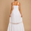 Vestido Blanco Largo de Algodón con Encaje Floral - Imagen 7