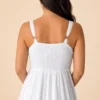 Vestido Blanco Boho con Bordado Floral y Lazo - Imagen 5