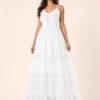 Vestido Blanco Maxi con Corsé Frontal y Bordado - Imagen 3