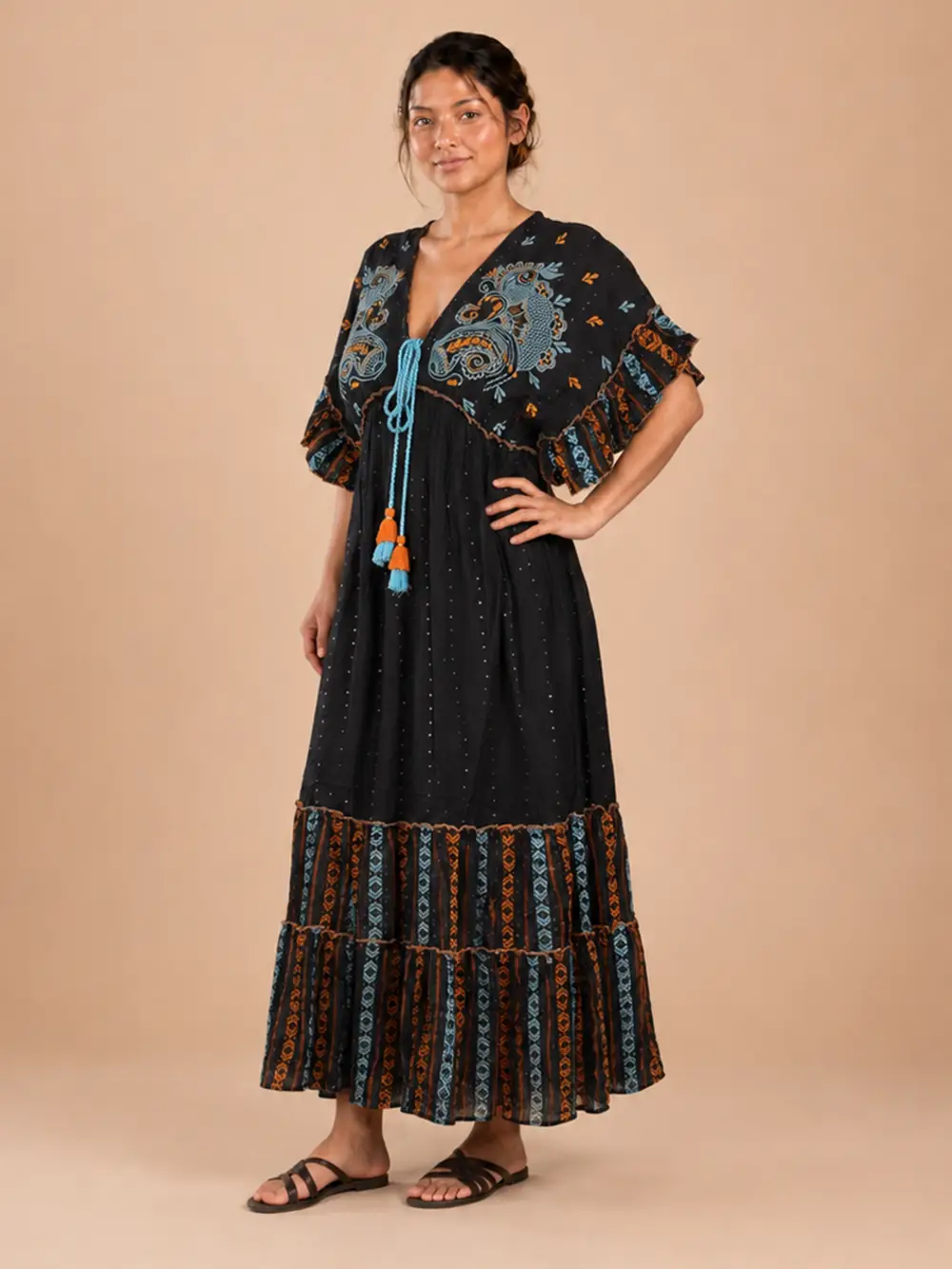 Vestido Lurex Largo Negro - Imagen 4
