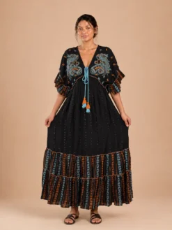 Vestido Lurex Largo Negro