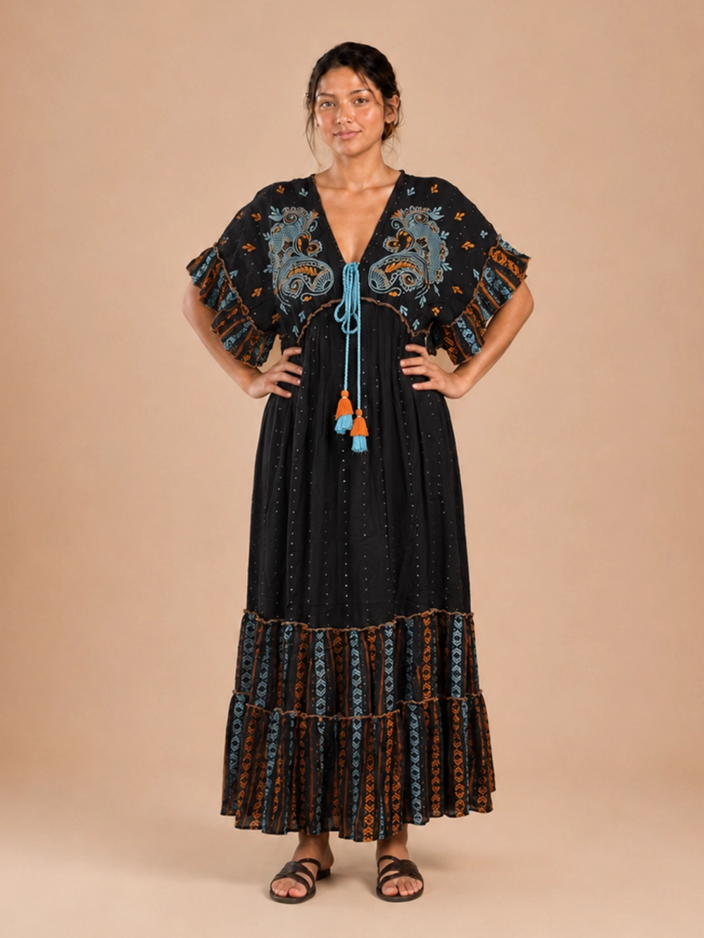 Vestido Lurex Largo Negro - Imagen 3
