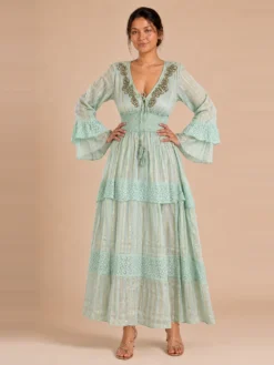 Vestido Lurex Algodon Verde