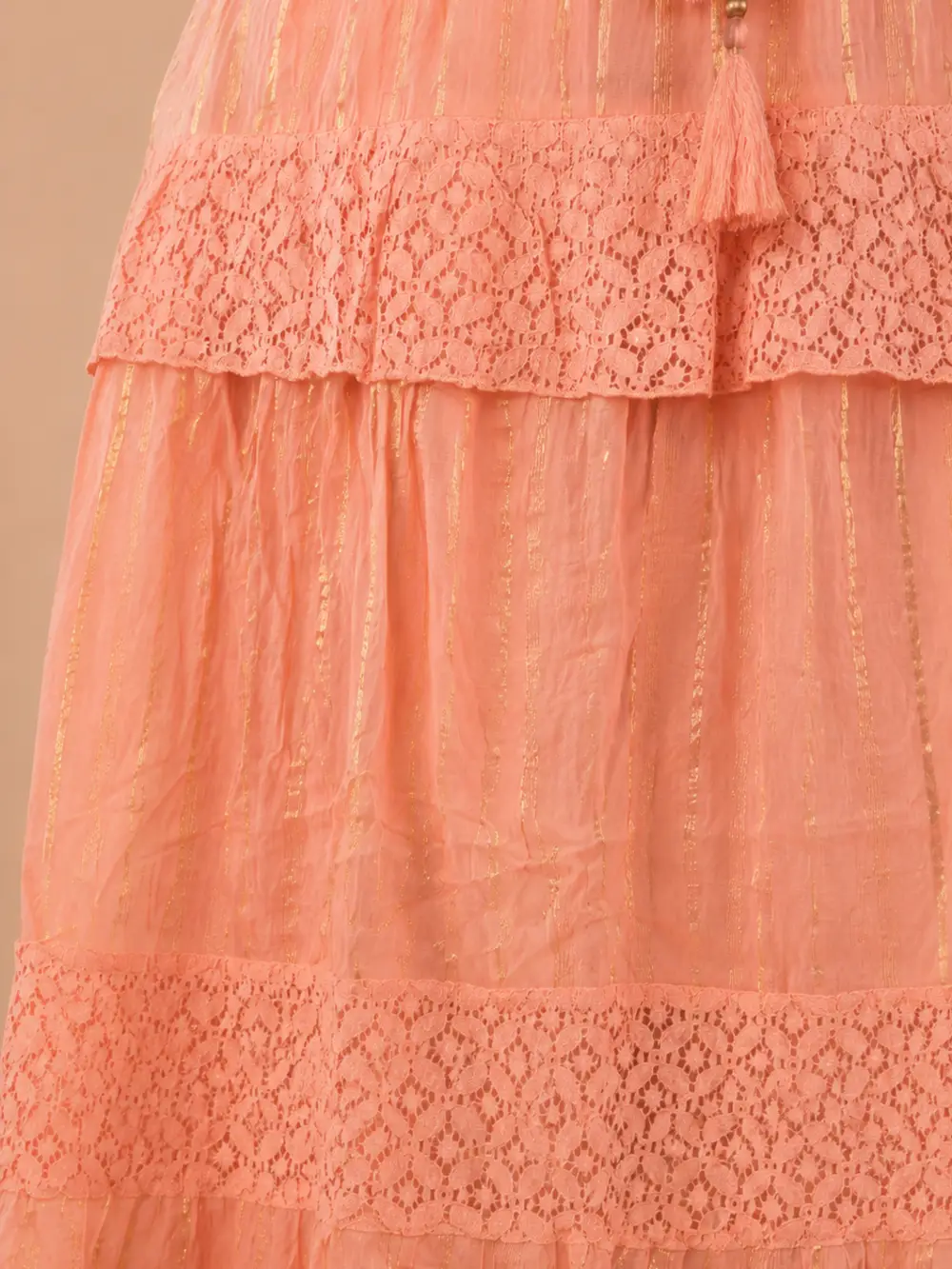 Vestido Lurex Algodon Rosa Damasco - Imagen 5