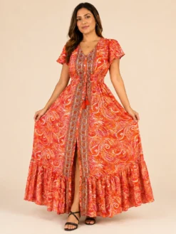 Vestido Largo de Seda Boho Paisley