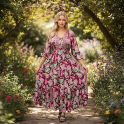 Vestido Seda con Mangas Largas