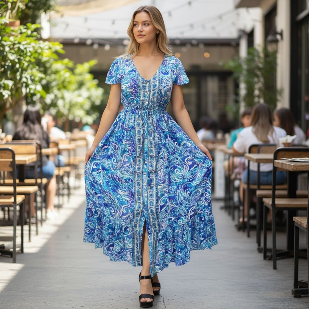 Vestido Seda con Botones