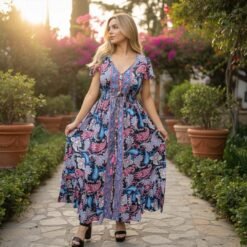 Vestido Seda con Botones