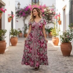Vestido Seda con Botones
