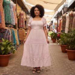 Vestido Broderie Tallas Grandes con Mangas