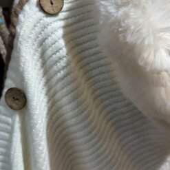 Alternative view of Poncho de lana Blanco cuello efecto piel