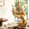 Figura Buda En Mano Dorada Con Base De Loto Decorativa - Dokavari Chile