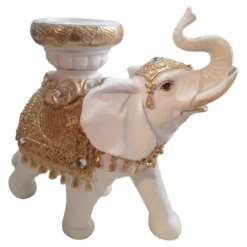 Figura Elefante con porta Vela 20cm. Dorado