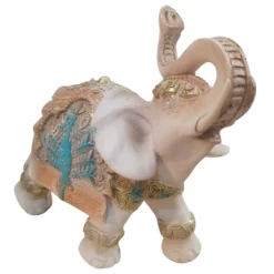 Figura Elefante Hindú Decorativo De La Suerte Resina Turquesa