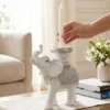 Figura Elefante con porta Vela 20cm. Plateado - Dokavari Chile