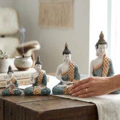 Alternative view of Set 4 Figuras De Buda Decorativas De Resina Para Meditación