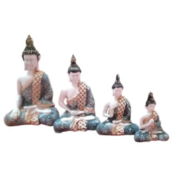 Set 4 Figuras De Buda Decorativas De Resina Para Meditación