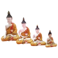 4 Figuras de Buda Meditación dorado
